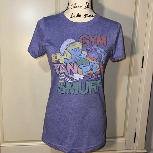 JUNK FOOD SMURFS SMURFETTE GYM TAN SMURF JERSEY SHORE STYLE T-SHIRT SIZE XL NEW - Picture 3 of 16